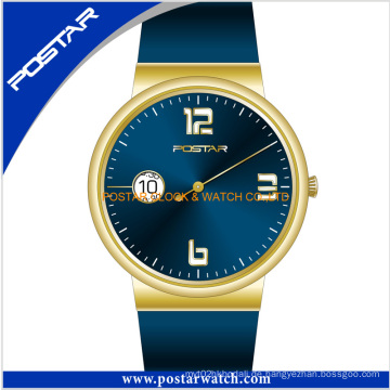Art- und Weiseblaue Quarz-Uhr-Fabrik-Preis-wasserdichte Qualität